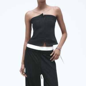 Zara Black Crop Top with Structured Design